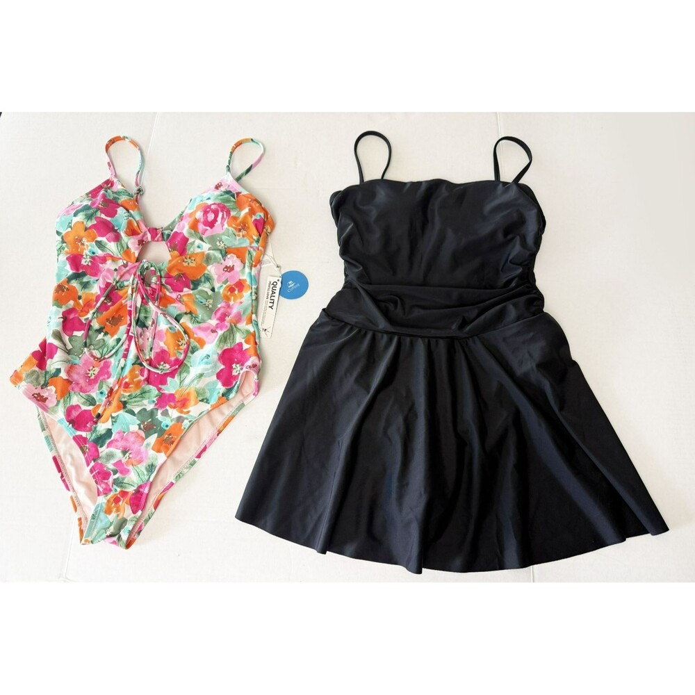 NWT NEW Women's One Piece Swimsuit Bundle Lot of 2 Tummy Control sz. Medium - Picture 3 of 15